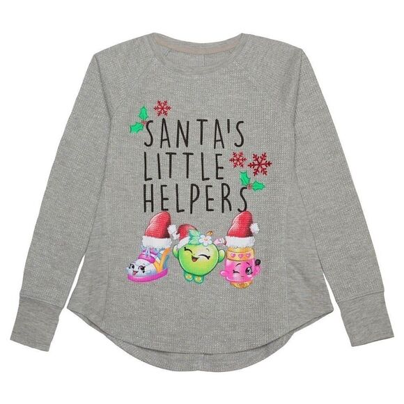 (5/$25) Shopkins Thermal Christmas long sleeve tee - Picture 1 of 5